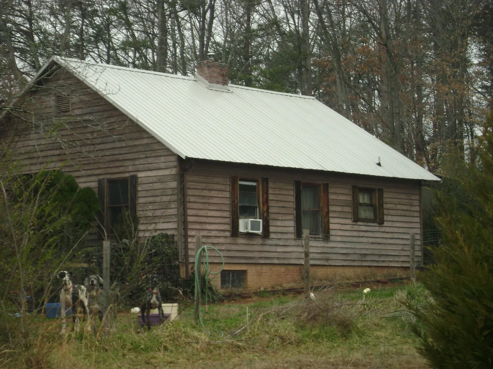 White metal roof on an old wood sided farmhouse, from a Asphalt Shingle Roof Repair job in Silverado